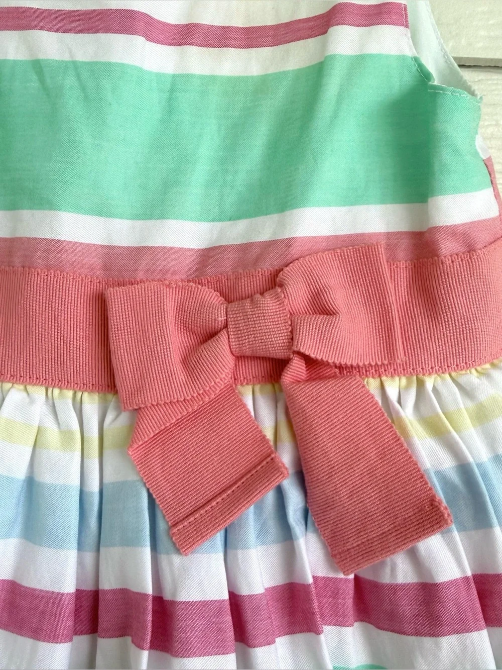 Carter's Sleeveless Pastel Stripe Bow Dress Size 9 Months Little Collections